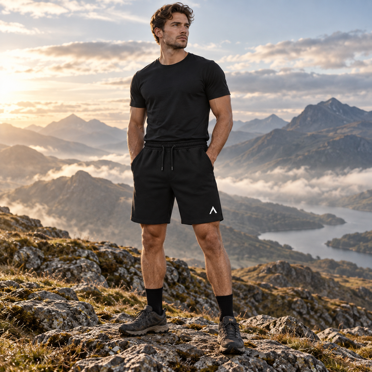 NORTH ASCENT fleece shorts in the mountains