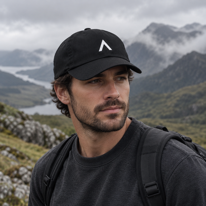 NORTH ASCENT Organic Dad Hat worn in the mountains