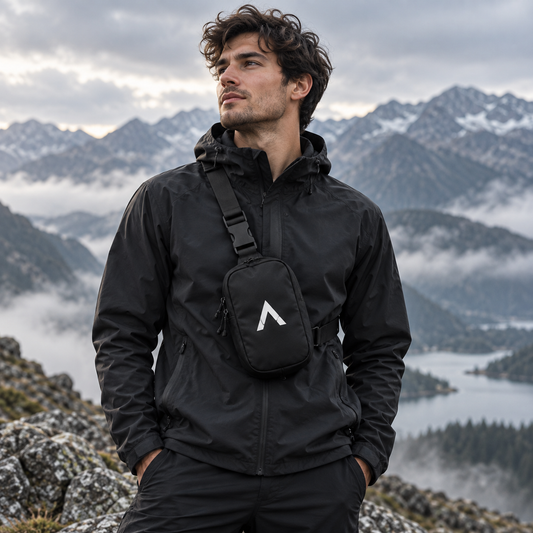 NORTH ASCENT Essential Sling Bag worn in the mountains